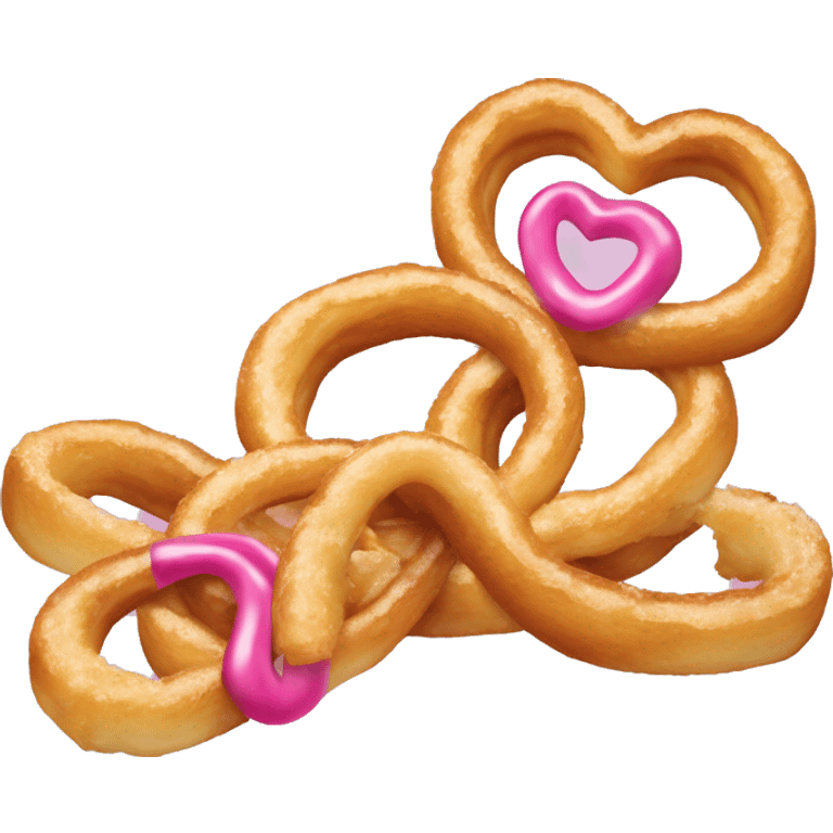 Cœur formé avec deux churros en forme de loops, garde le côté rose  emoji