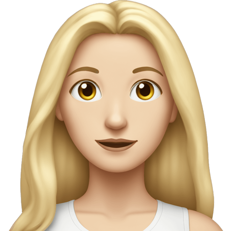 white woman with long blonde hair and cat shaped eyes wearing a yoga outfit  emoji