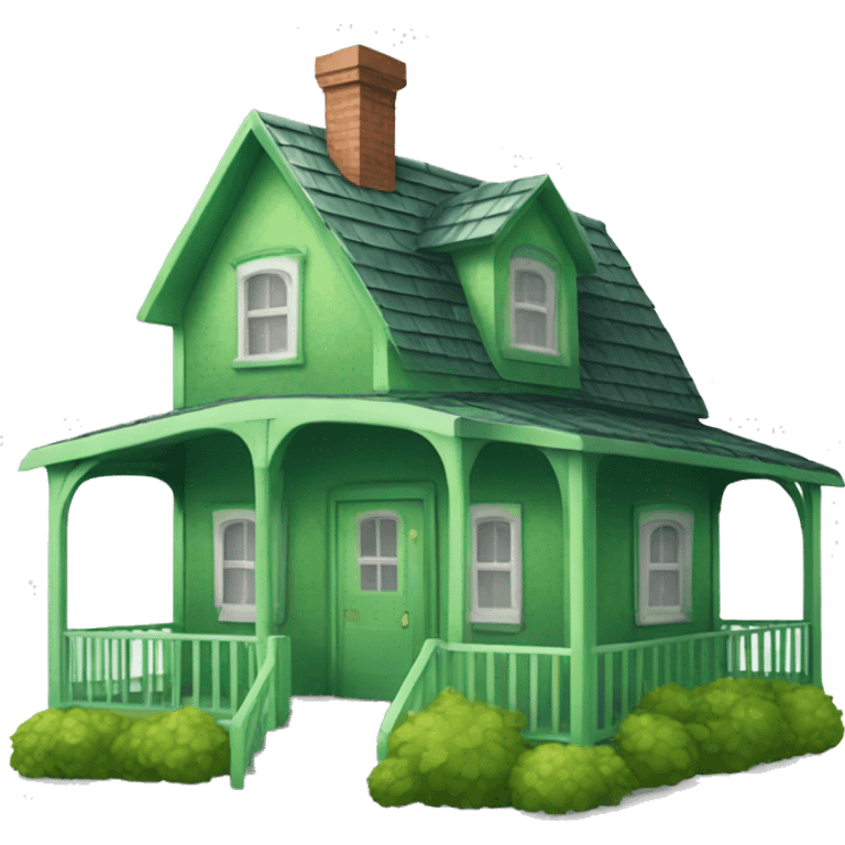 Green house with a porch emoji