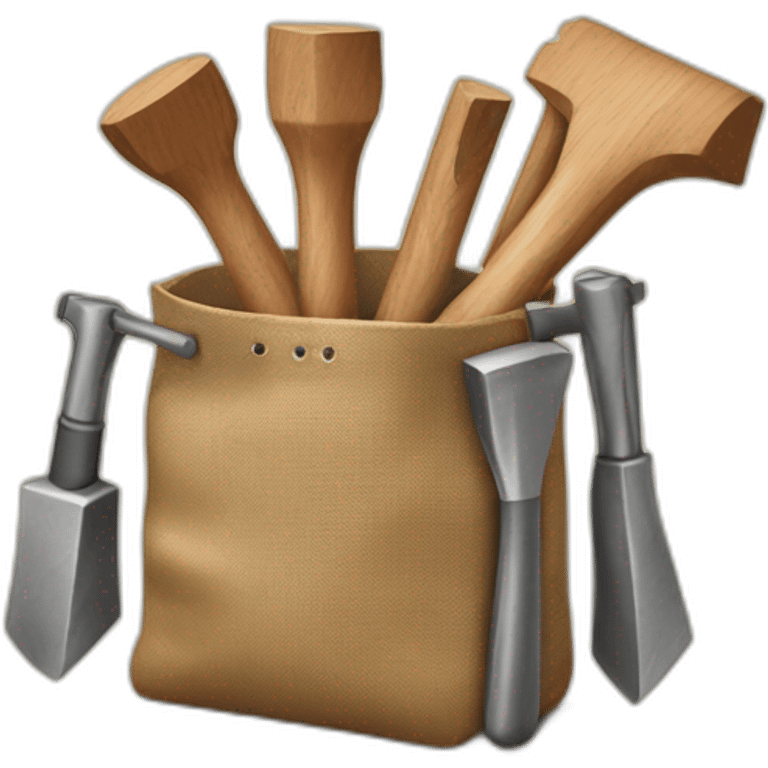 a bag with 5 carpenter hammers sticking out emoji