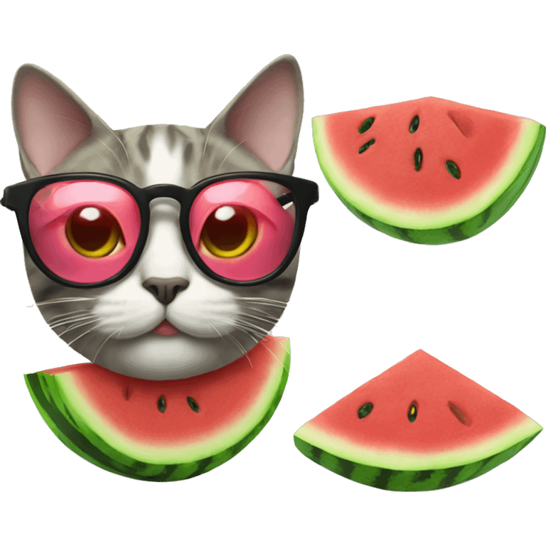 cat in watermelon with very cool glasses emoji