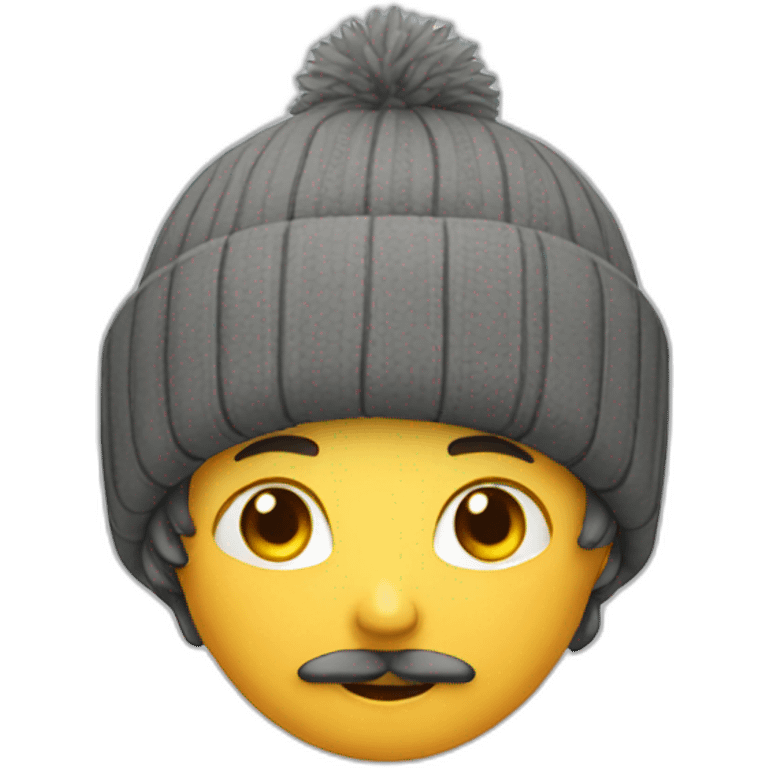 A boy with moustache and wearing chain in neck and a winter cap  emoji