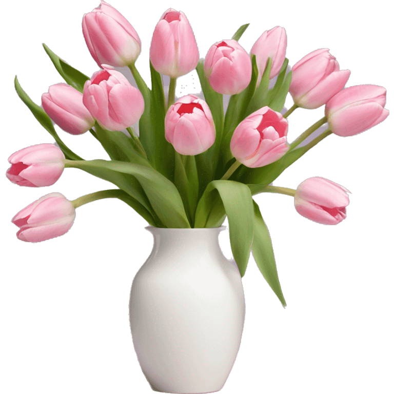 Pastell pink tulips in a white vase emoji