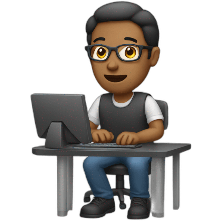 man works with computer emoji