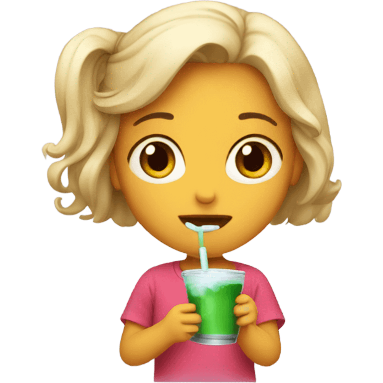 A girl drinking buba emoji