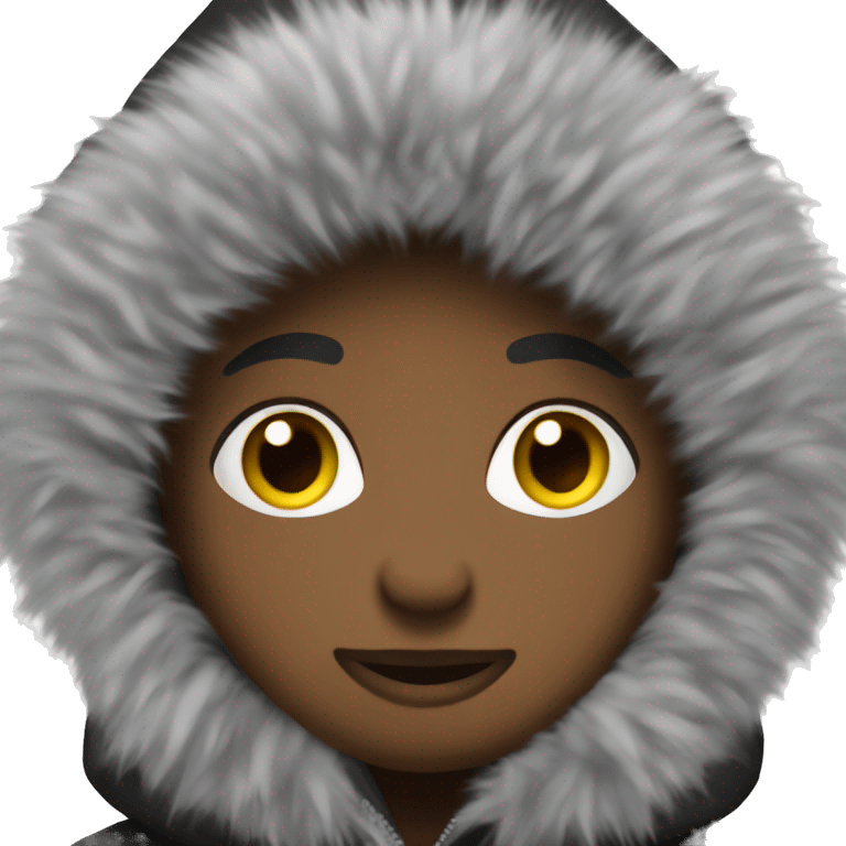 black parka coat with grey fur hood emoji