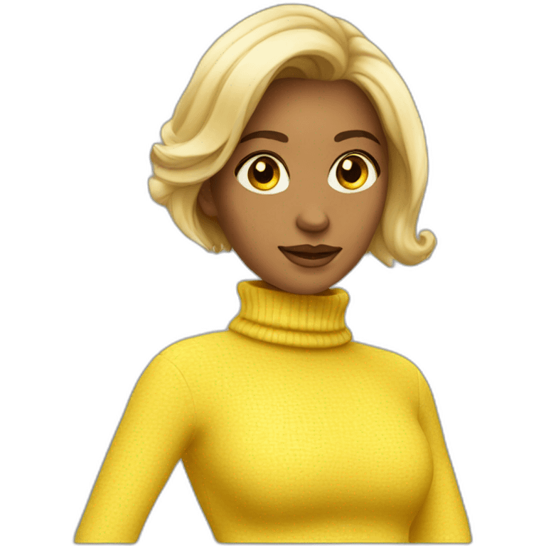 yellow skin beatifull woman turtleneck emoji