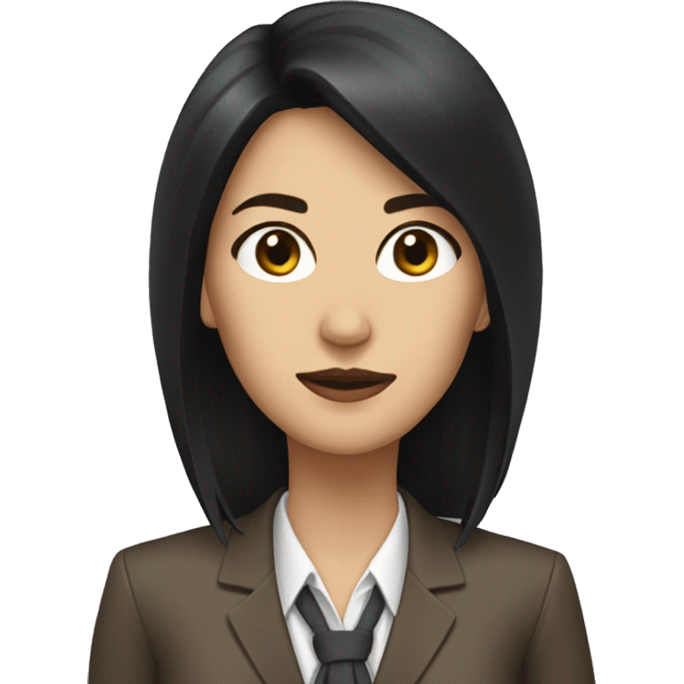 Female defense attorney with long black hair with brown suit emoji