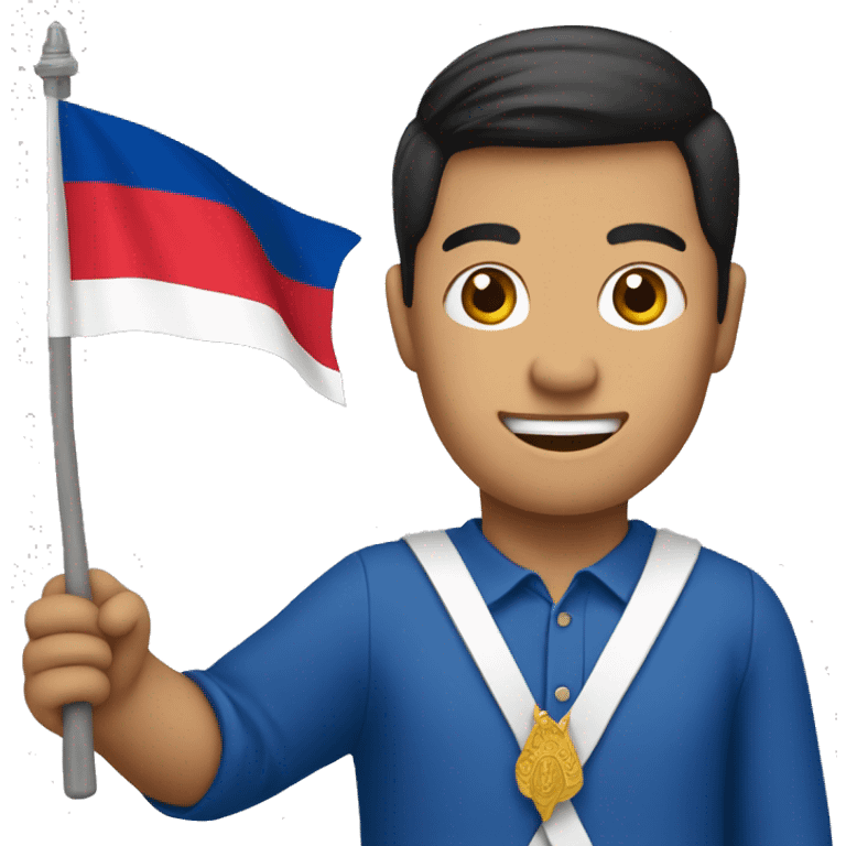 Laotian man holding a Lao flag  emoji