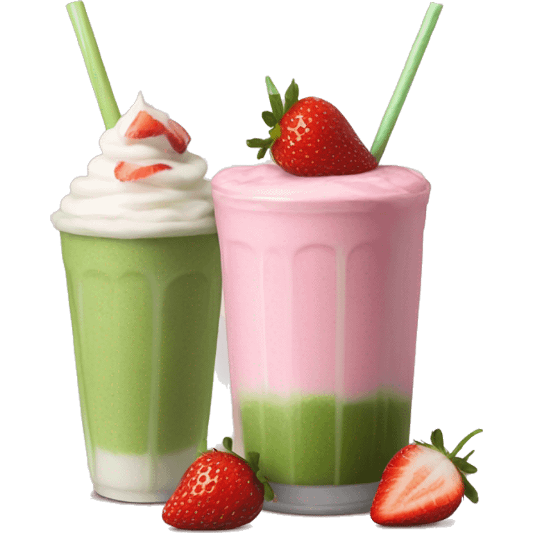 Matcha and strawberry milkshake  emoji