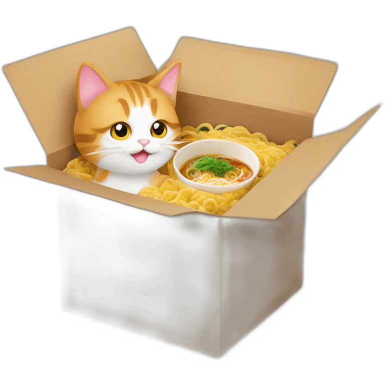 Cat and ramen in box emoji