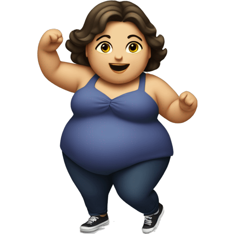 Fat girl dancing, brunette emoji