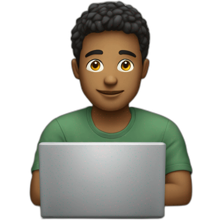 Young man behind a laptopthe baloclave emoji