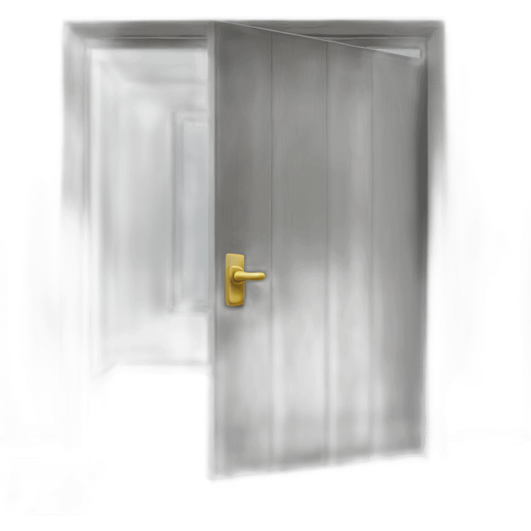 One gray wood open door perspective emoji