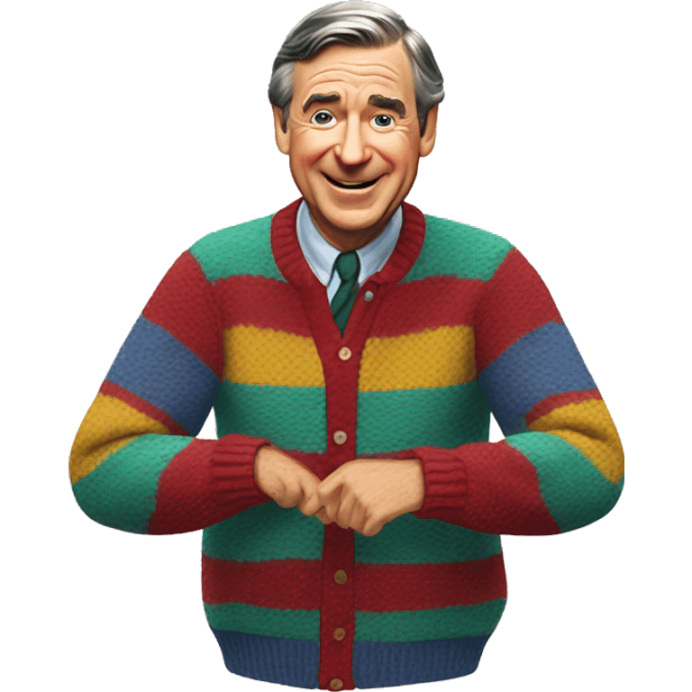 Mister Rogers flipping his sweaters emoji