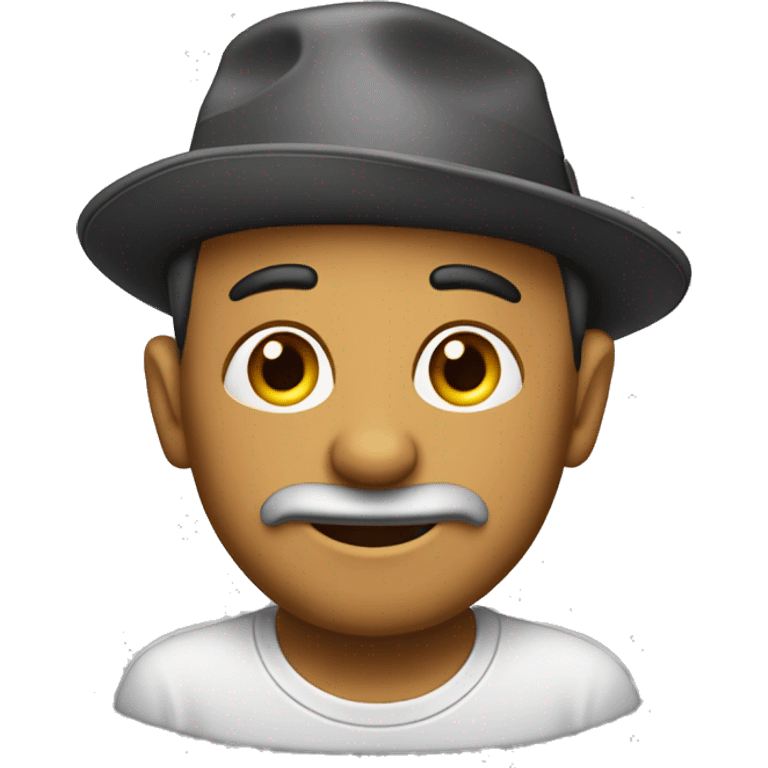 hombre calvo con gorra pensando emoji