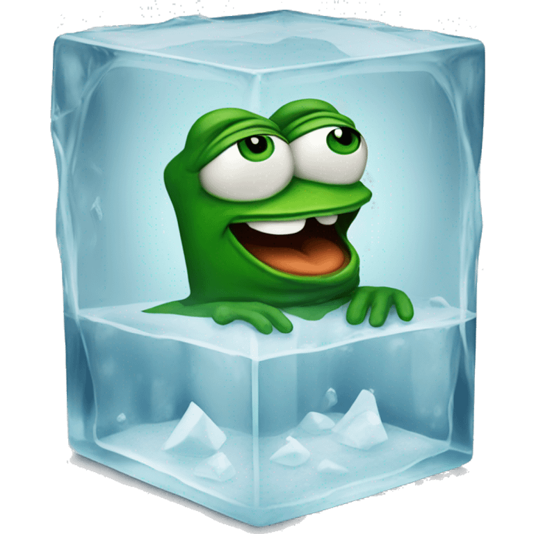 pepe the frog inside an icecube emoji