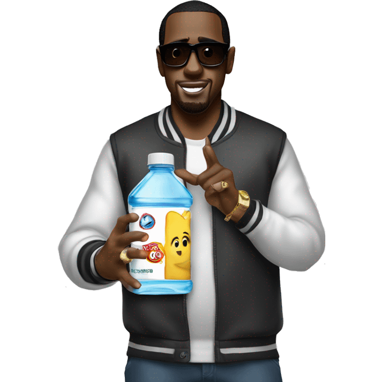 P Diddy with a gallon bottle of no brand baby oil in his right hand emoji