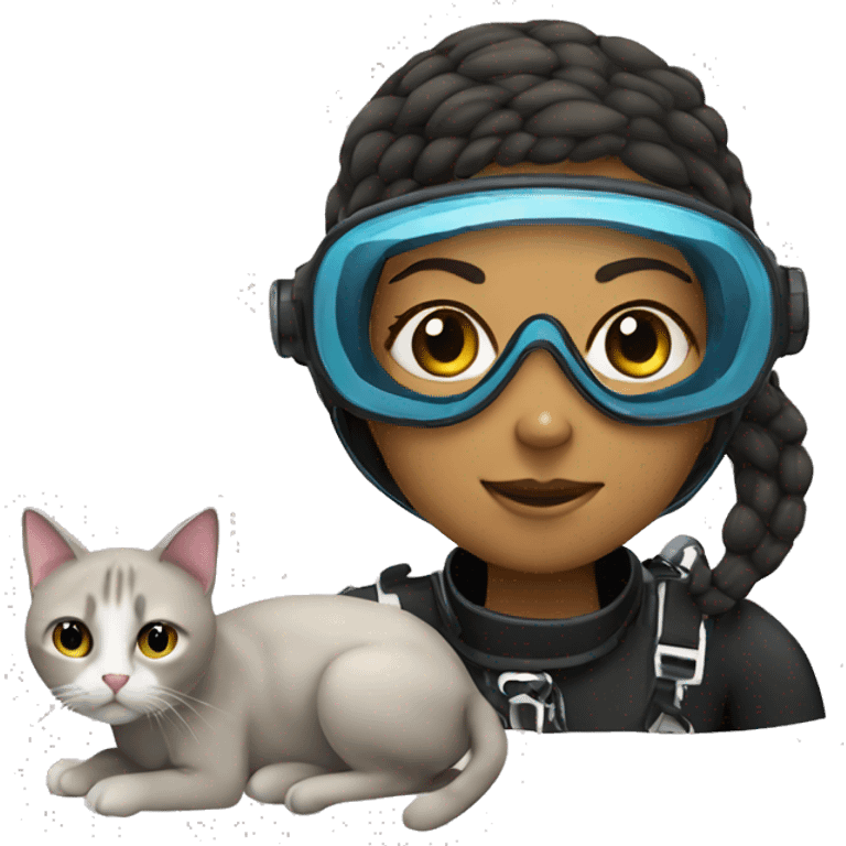 Scuba diving girl with a cat emoji