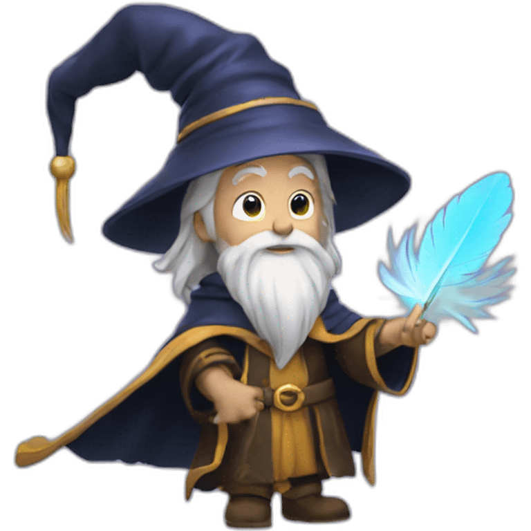 wizard doing magic with a feather emoji