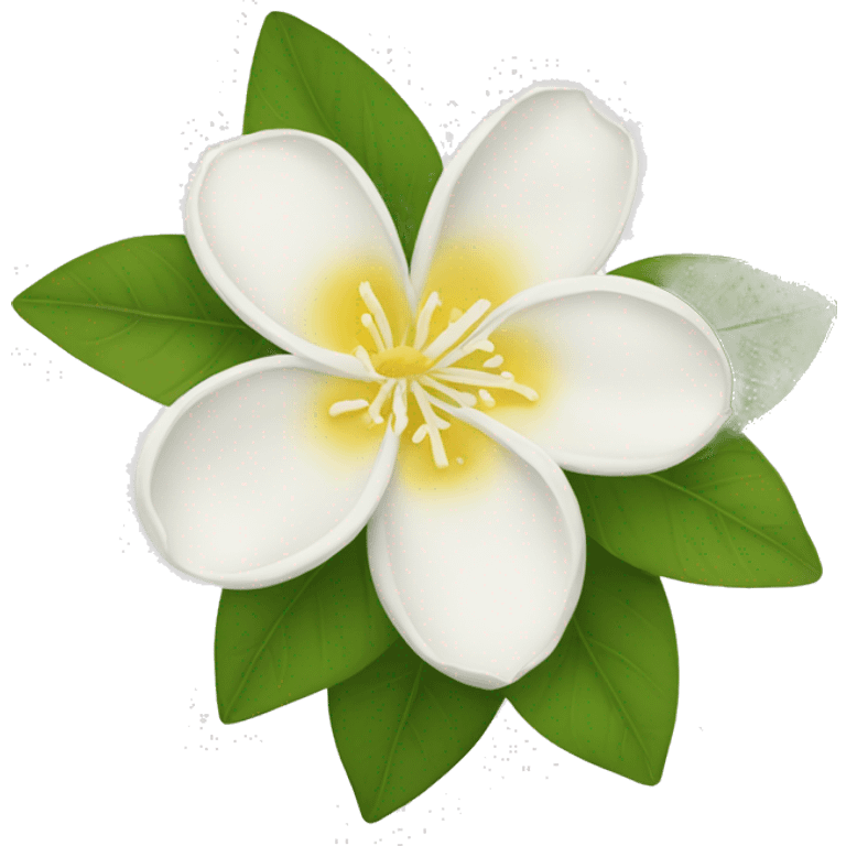 Jasmine flowers with white petals and a yellow center of stamens emoji