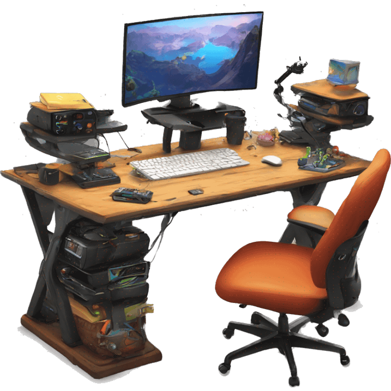 Crazy cool gaming desk setup emoji