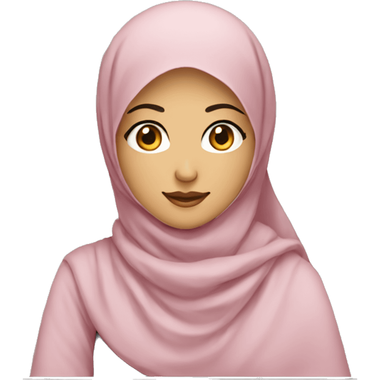 asian hijabi in using macbook emoji