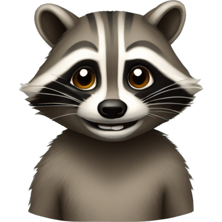 the side of a raccoon with its mouth ope emoji