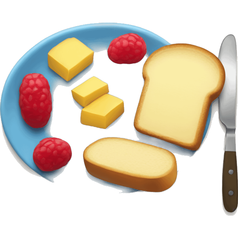 Jam and butter and bread on a plate emoji