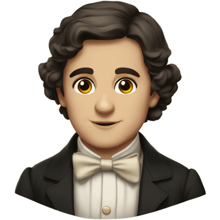 19th century brunette European young man with a bow tie emoji