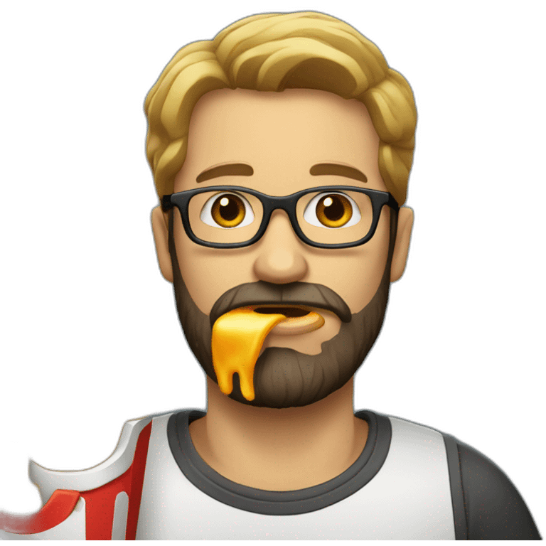 bearded man with glassed eating french fries emoji