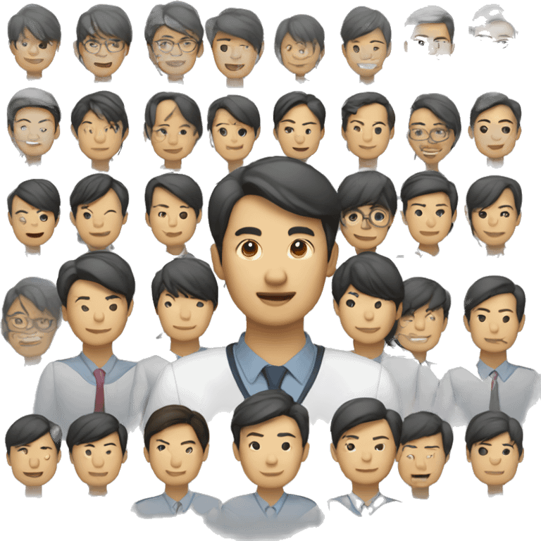 an asian team lead managing office team emoji