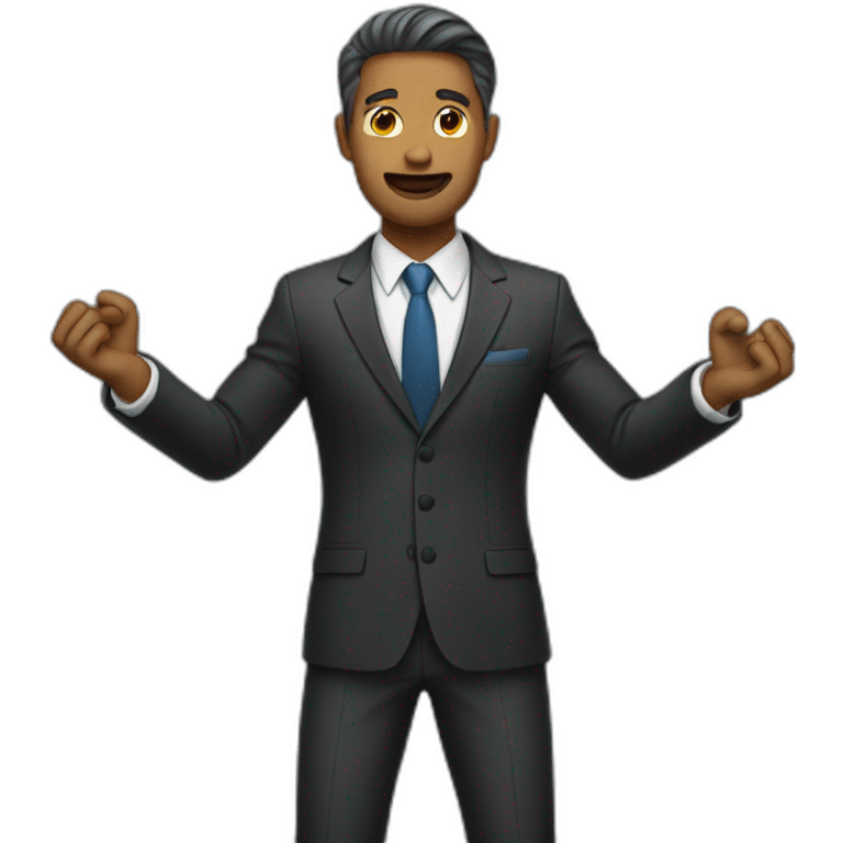 man in suit holding out his arms emoji