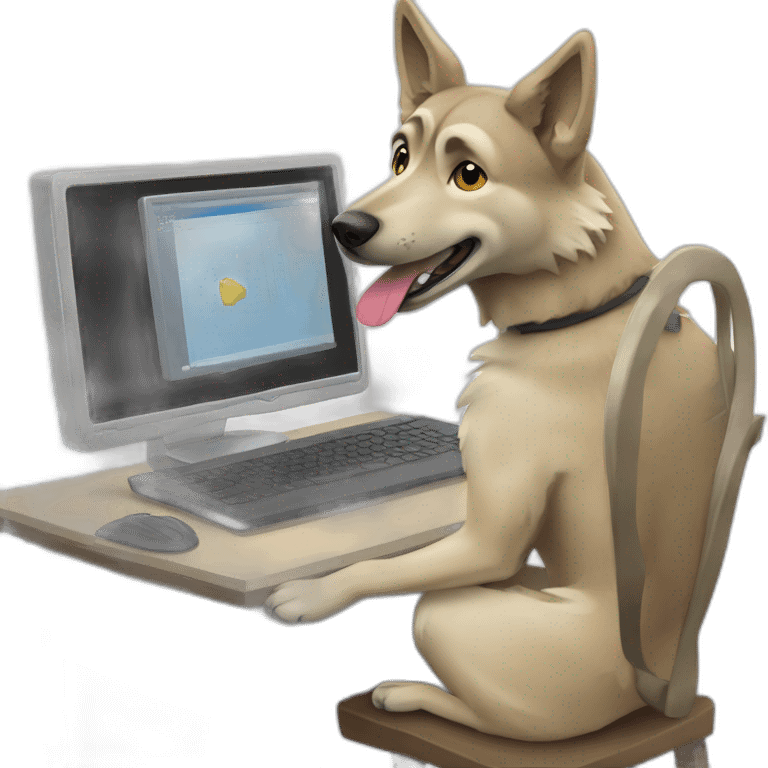 Czechoslovakian wolfdog working on a computer   emoji