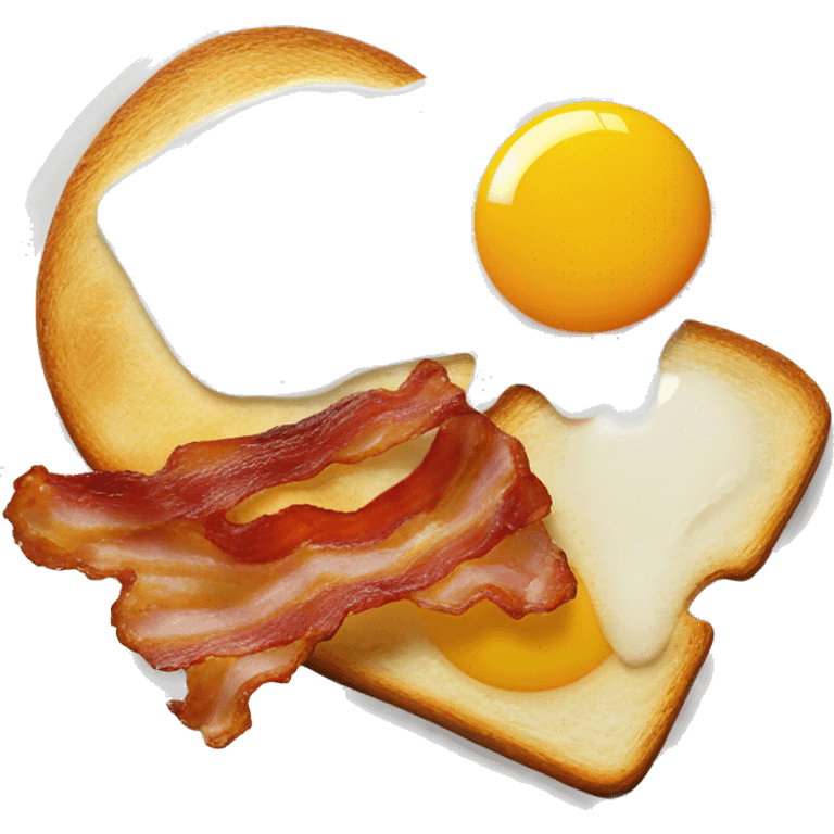 “Two fried eggs, crispy bacon, and buttered toast on a plate.” emoji