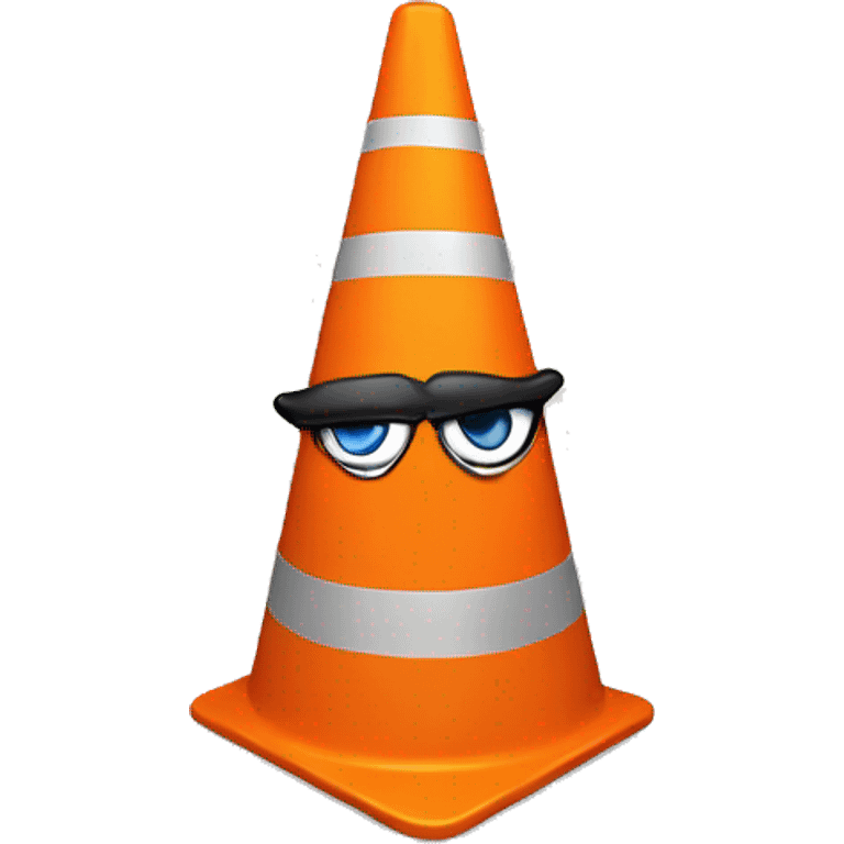 Human with orange trafic cone in front of his eyes emoji