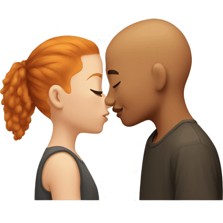  ginger girl kissing with brownhaired buzzcut boy clasic emoji emoji