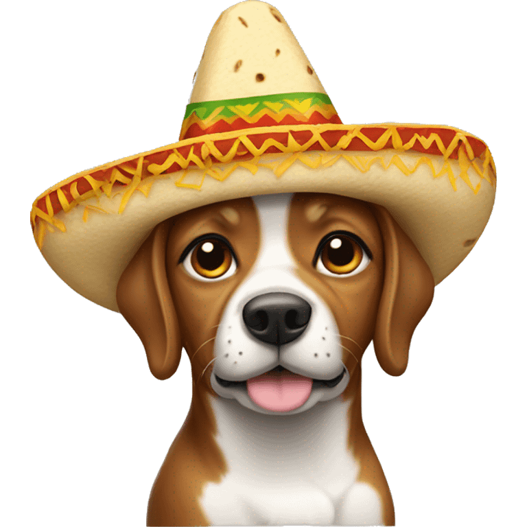 About a dog wearing a taco hat emoji