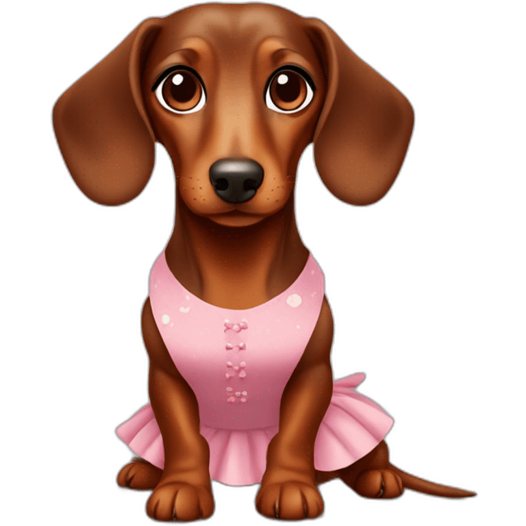 Cute Lady brown Dachshund whith dress emoji