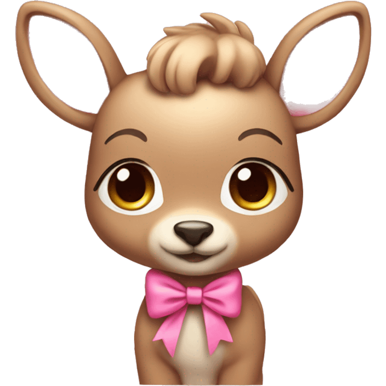 cute dear with pink bow emoji