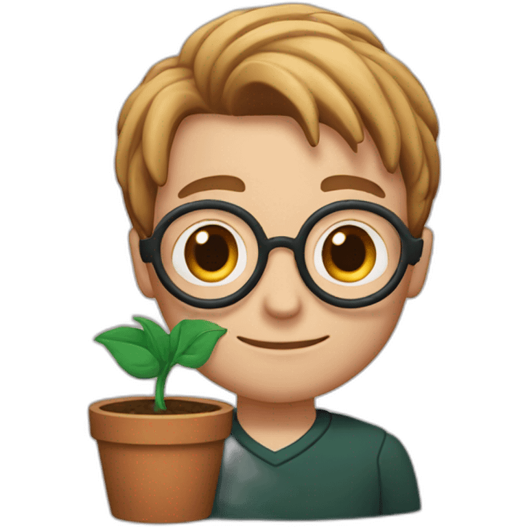 harry Potter with a flower pot in his hand emoji