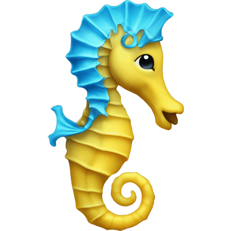 Yellow seahorse with blue moon hook  emoji