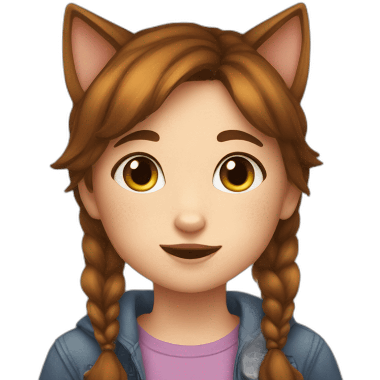 cat licks short girl with short brown hair and she has freckles emoji