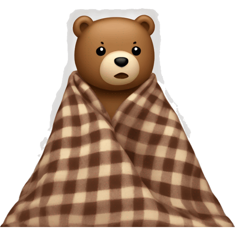 bear wrapped in brown gingham blanket emoji