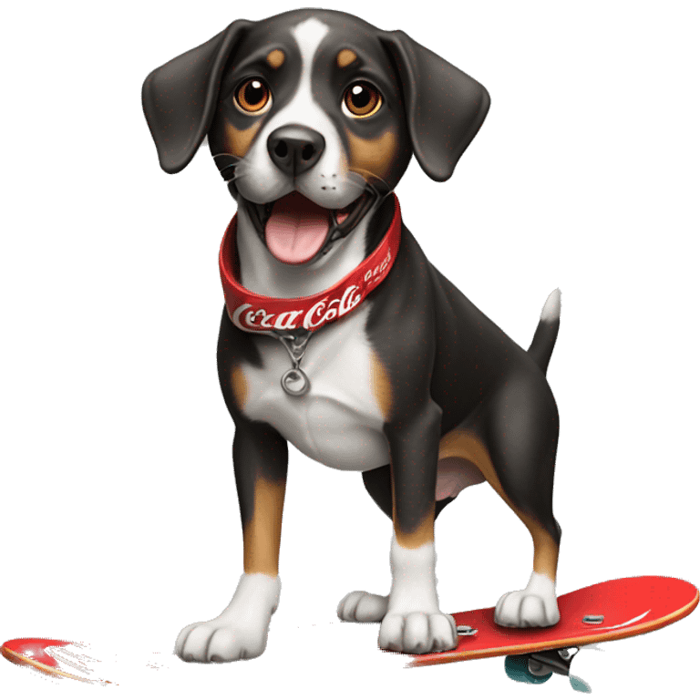 Dog with skateboard and coca cola emoji