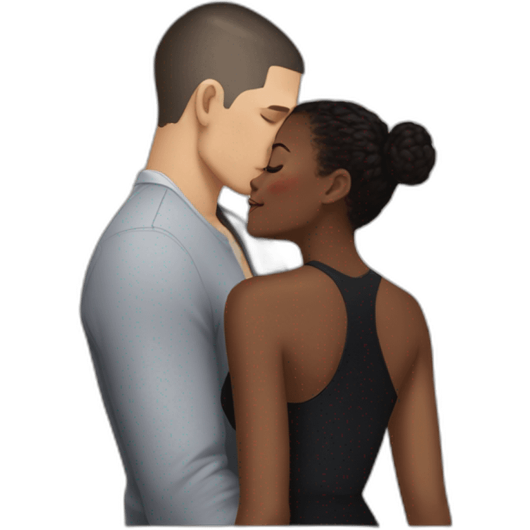 wentworth miller kisses a black girl brown eyes and short black hair in a bun emoji