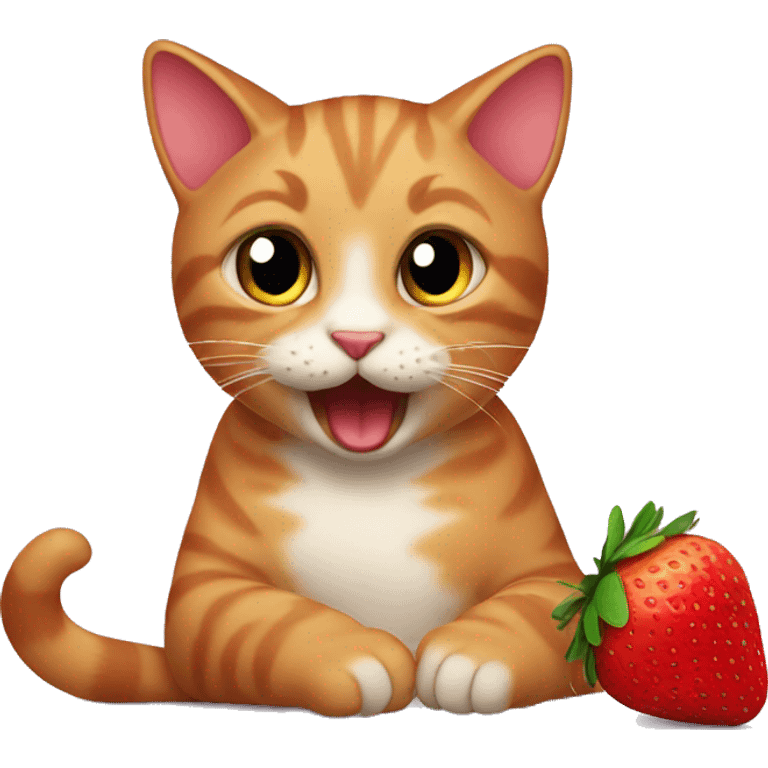 Cat eating strawberries  emoji