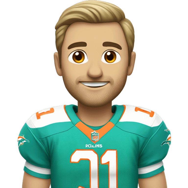 Caucasian wearing Miami Dolphins jersey with the number one on it emoji