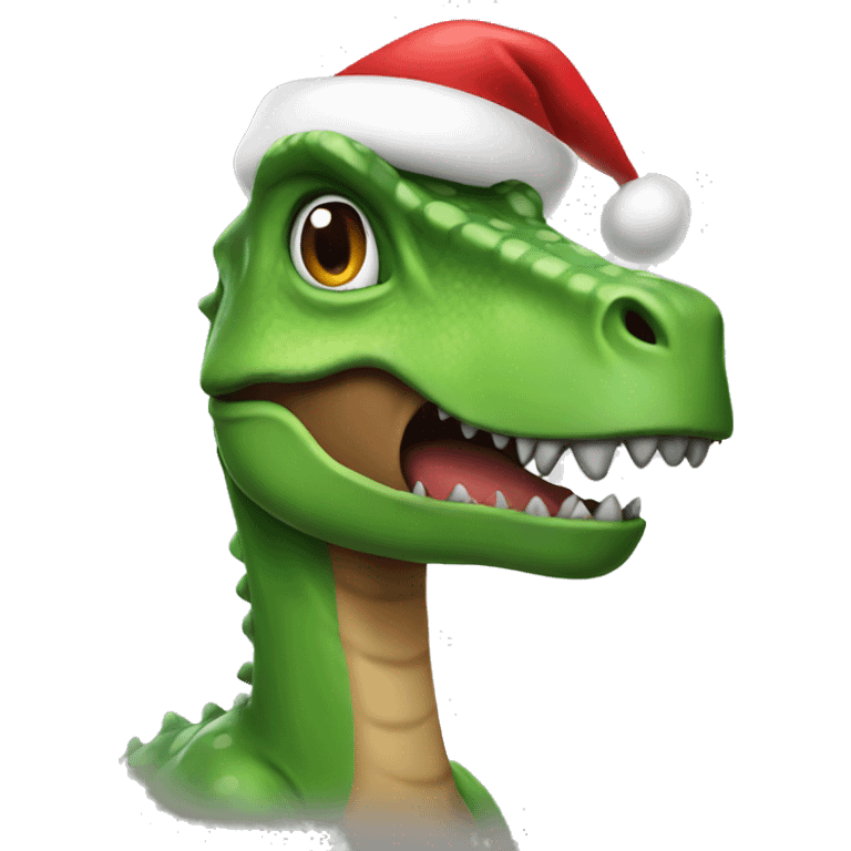 Dinosaur wearing Santa hat emoji