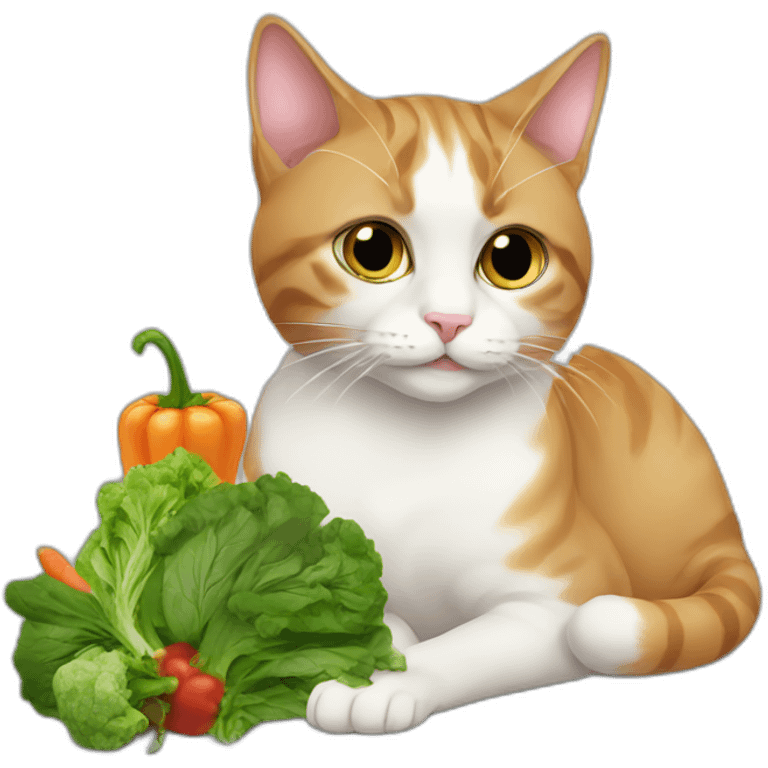 Cat eating vegetables sadly emoji